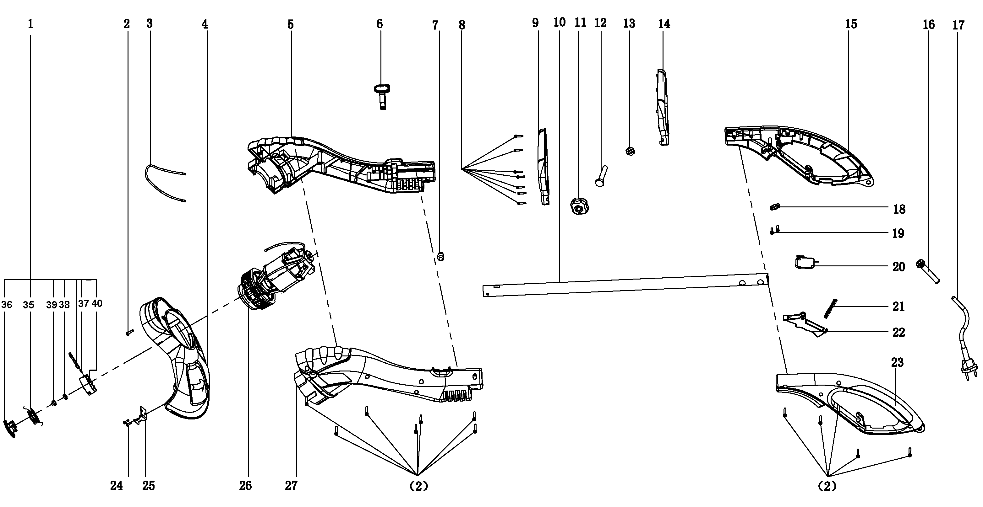 Page A Diagram and Parts List for WS600-B2 3 Black and Decker Trimmer